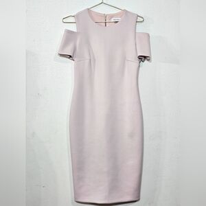 Calvin Klein Blush Pink Off-Shoulder Midi Dress Sz 4 Womens